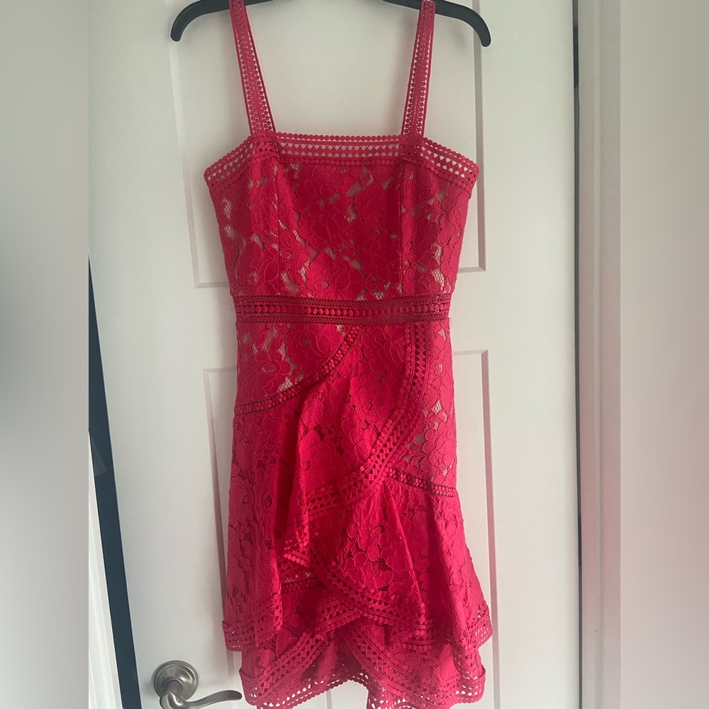 Alice + Olivia pink lace cocktail dress. New with tags